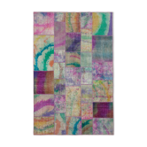 Handwoven anatolian contemporary 197 cm x 301 cm multicolor patchwork carpet