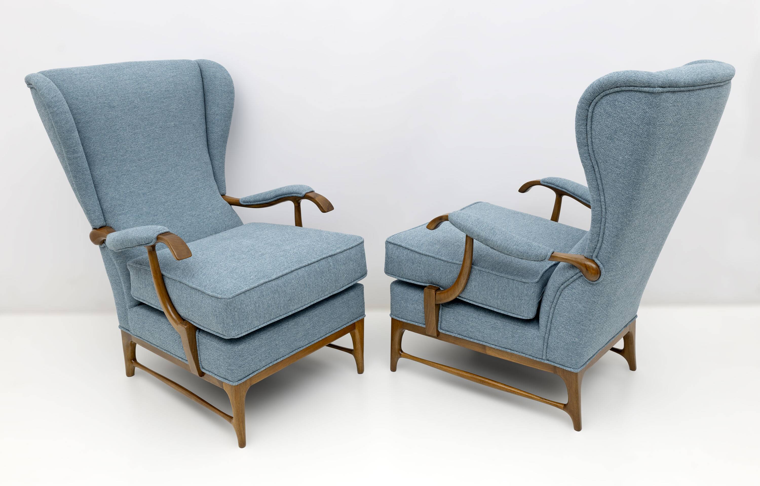 Pair of Paolo Buffa Mid-Century Modern Italian Bouclè Armchairs by Framar