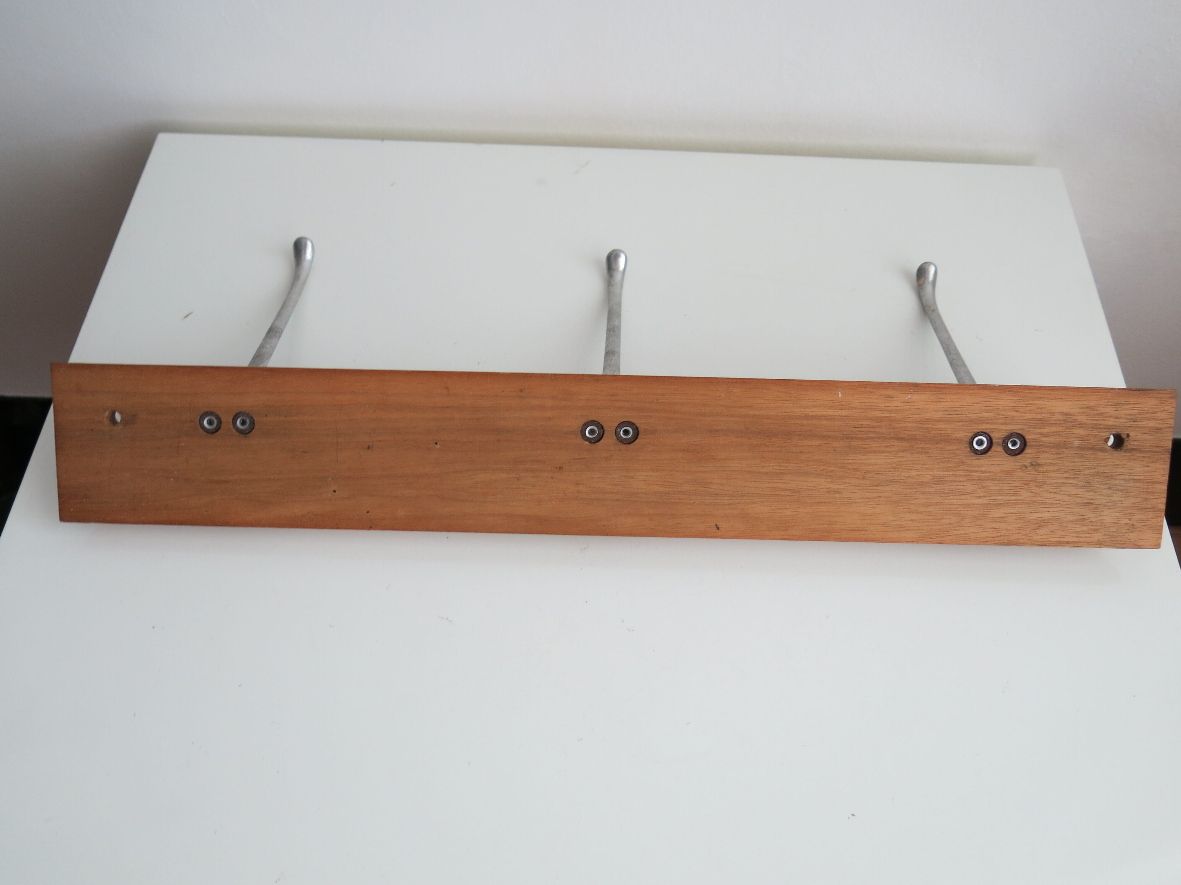 Vintage wall coat rack with three large hooks