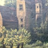 Tableau ancien paysage sur toile, XIX Siècle
