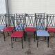 Glass and iron table with two side tables and 8 chairs