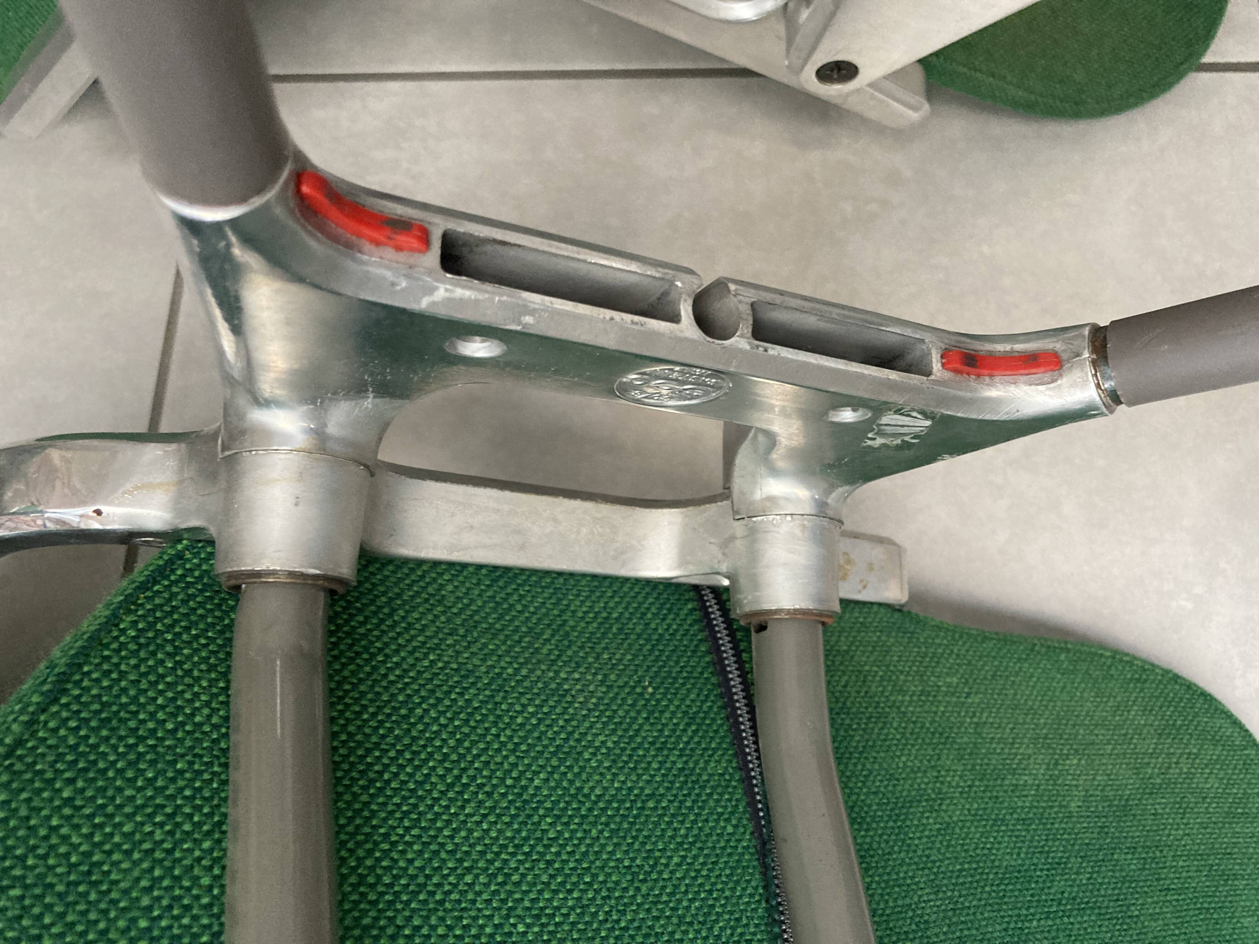 Pair of green DSC 106 chairs by Giancarlo Piretti