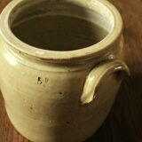 Grey glazed stoneware pot two handles 5 L
