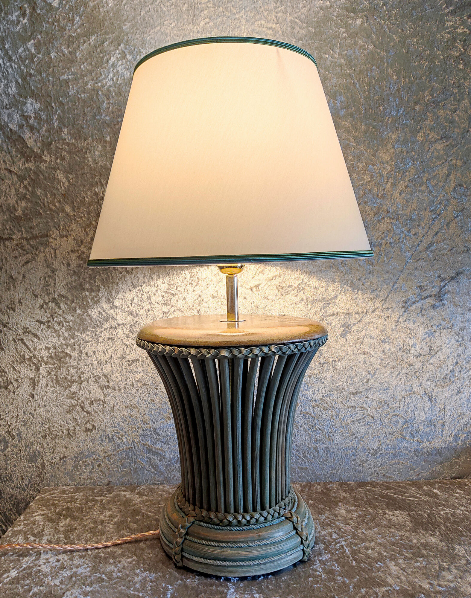 Wooden lamp and rattan