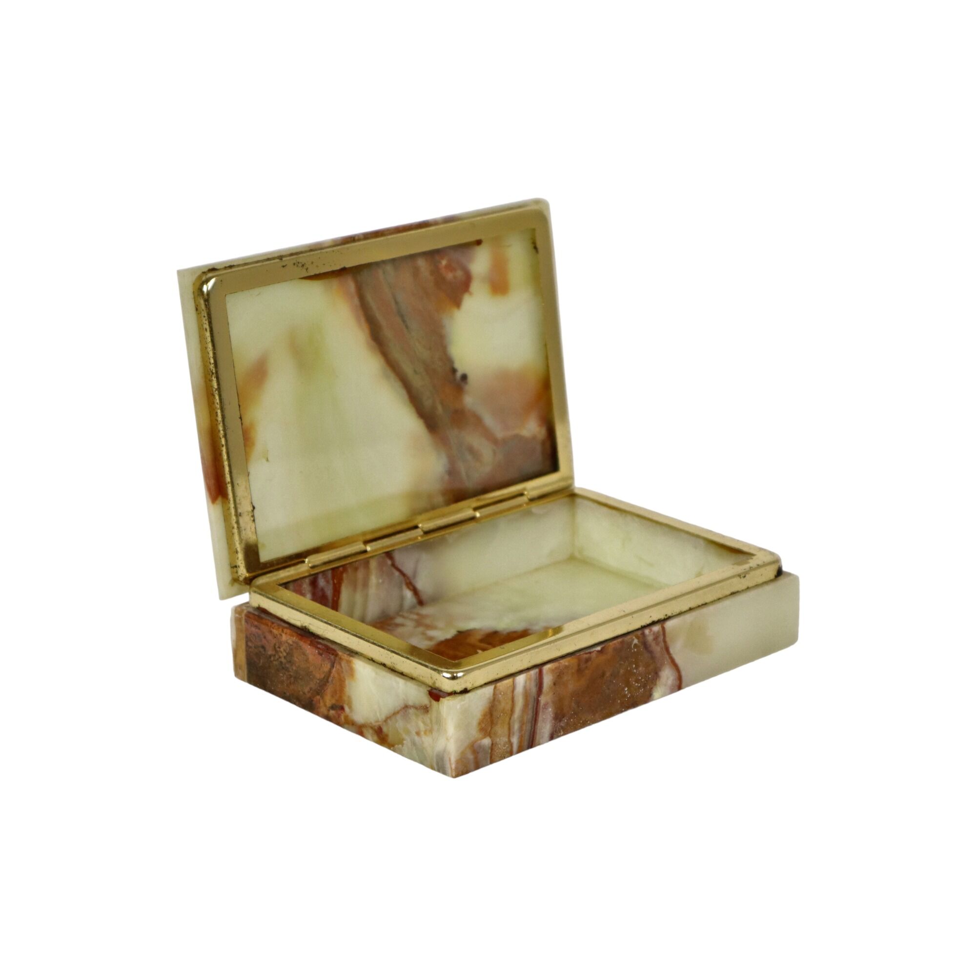 Boîte à cigarettes italienne vintage en marbre onyx bijoux bibelots 14cm