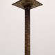 Brutalist floor candle holder in hammered gold steel, Belgium circa 1960.