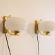 1970 brass and glass sconces pair