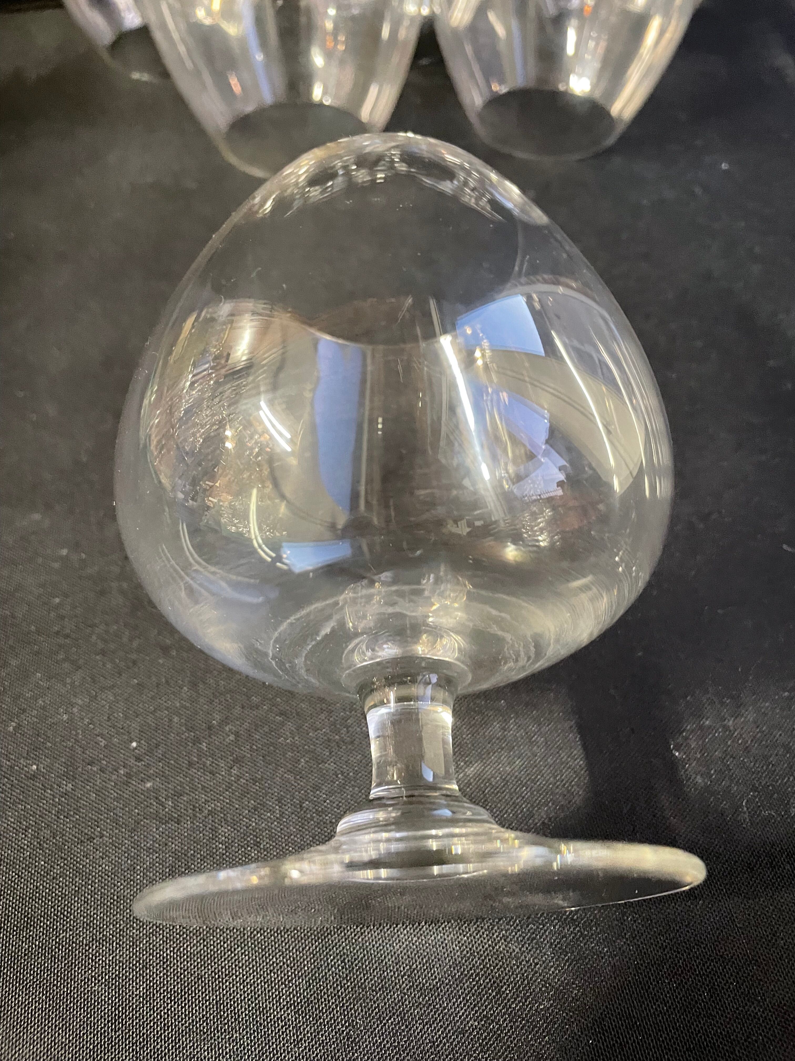 6 old tasting balloon glasses (cognac/armagnac) - light blown crystal