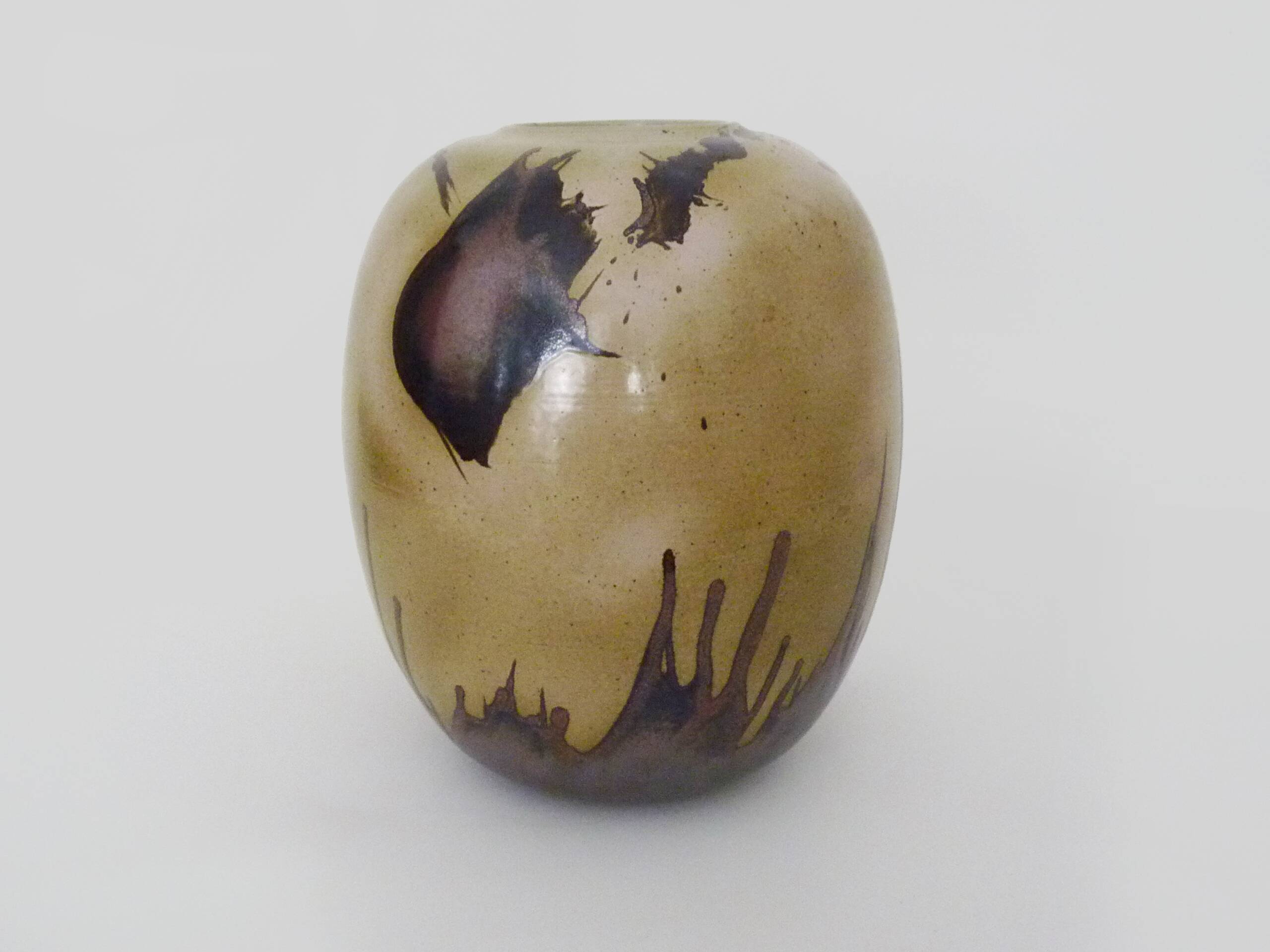 Large enameled stoneware vase by Denis Bouniard Atelier des Cendres 1991