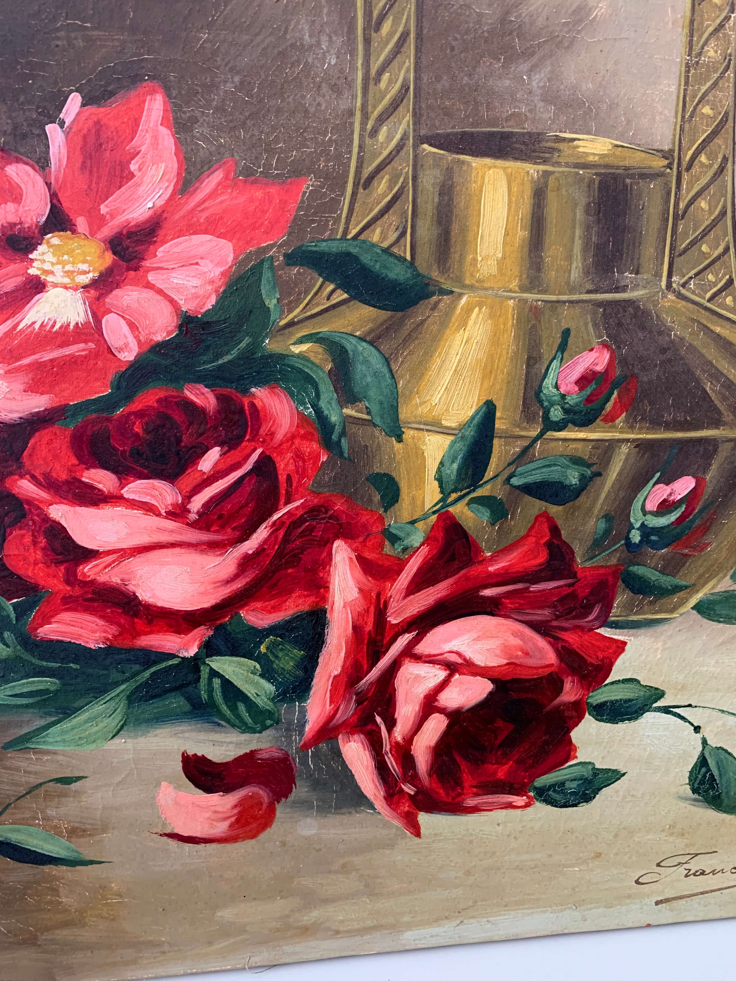 Ancienne peinture de roses