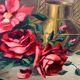 Ancienne peinture de roses