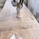Solid oak farmhouse table with integrated extensions 1950