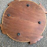 Vintage round art deco breakfast tray in solid wood 1950