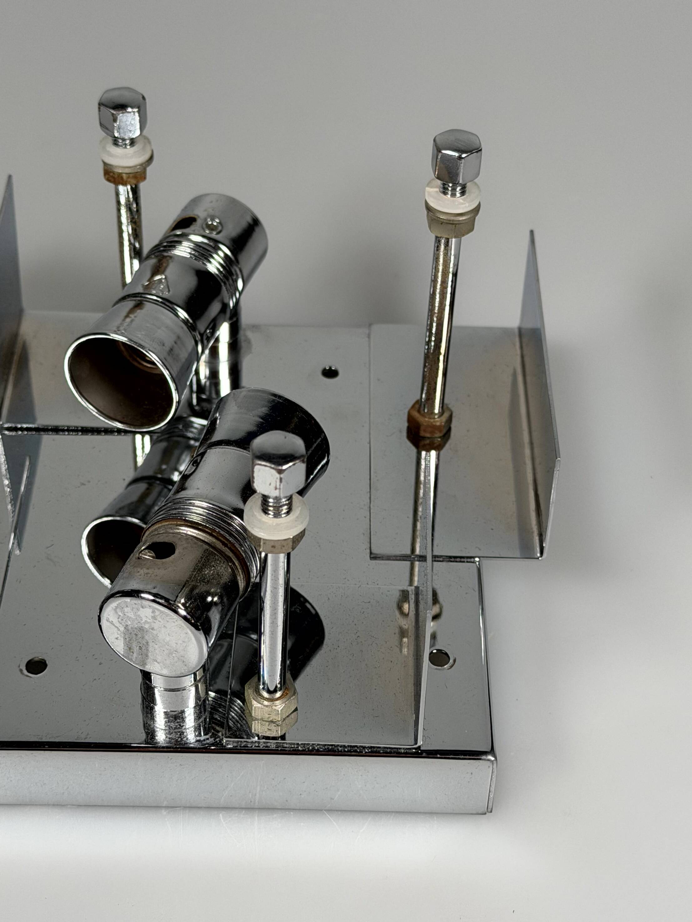 1960s 1970s Wall Sconce by Kinkeldey Lighting Germany in Glass & Chrome