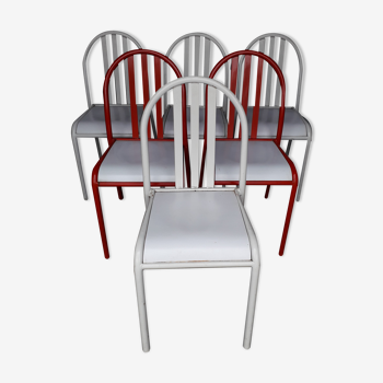 Série 6 chaises metal Mallet Stevens 80/90 design