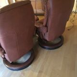 Paire de fauteuils inclinables de relaxation avec repose-pied