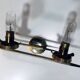 Vintage double wall light • steel, brass & glass • 1950