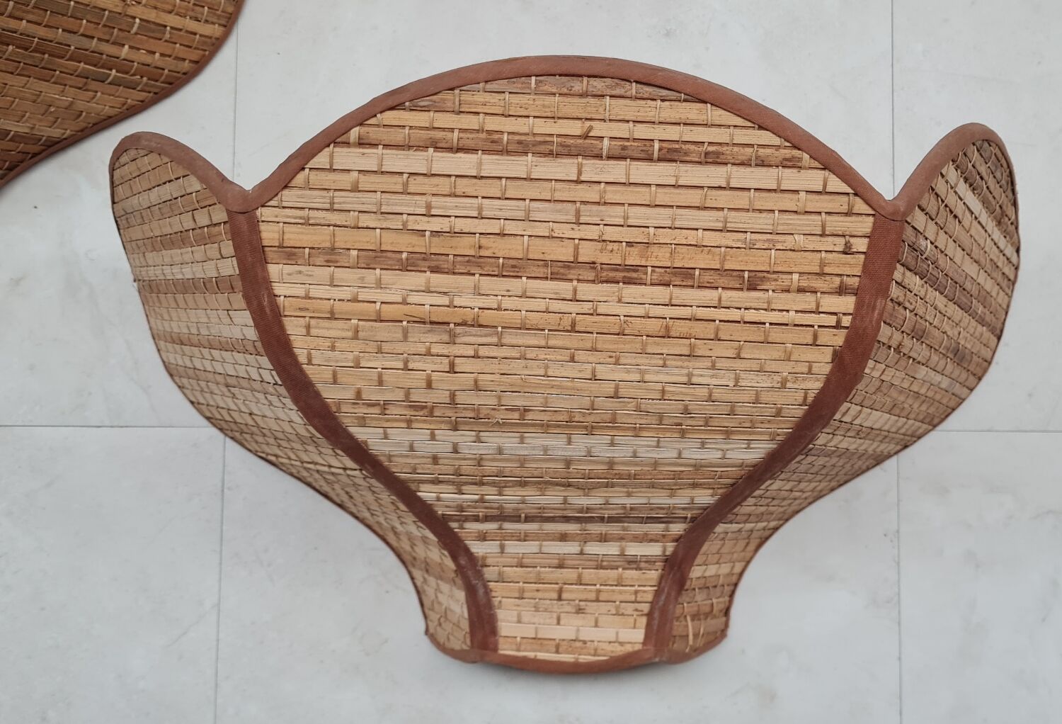 Pair of rattan lotus wall lights