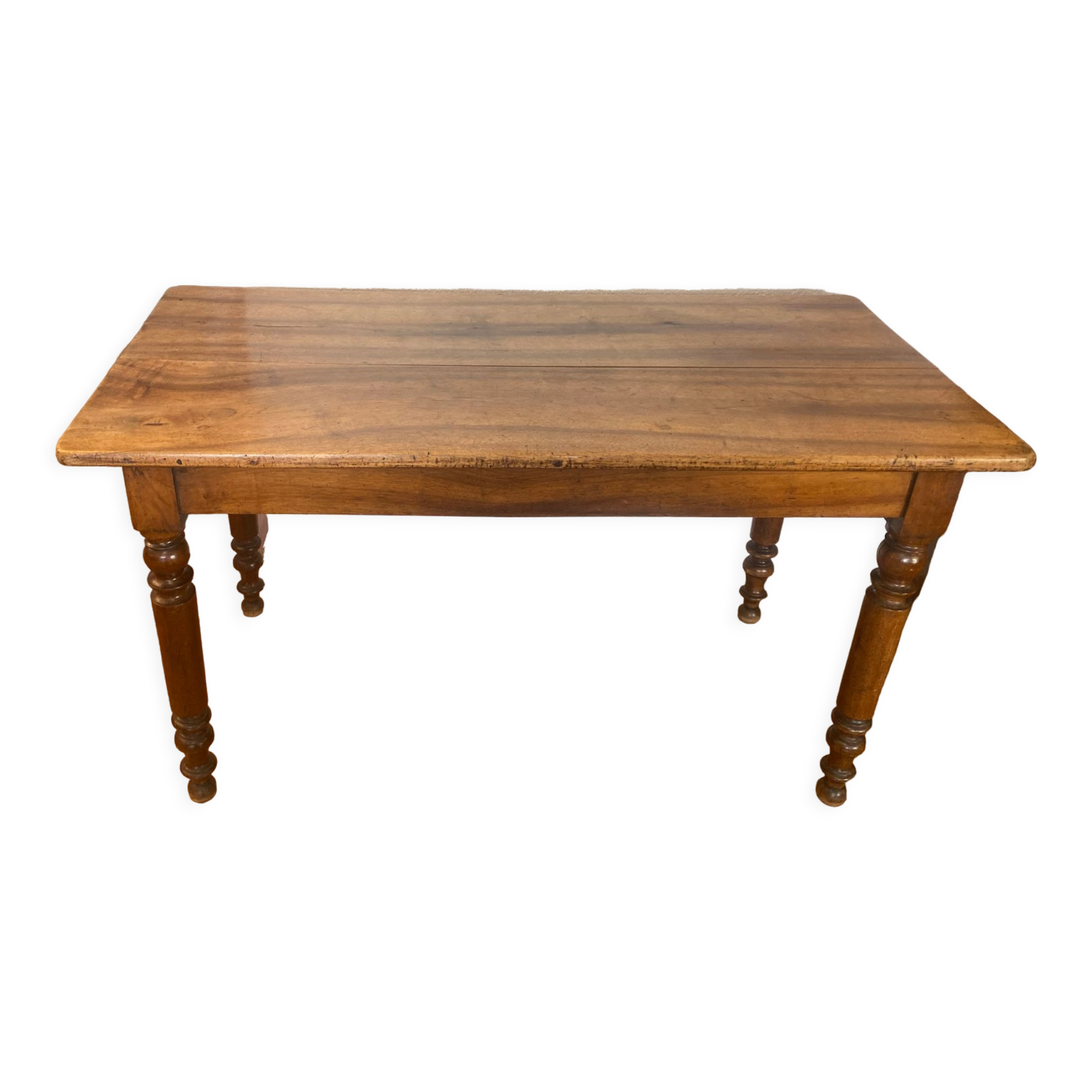 Walnut bistro table, turned legs, beautiful patina.