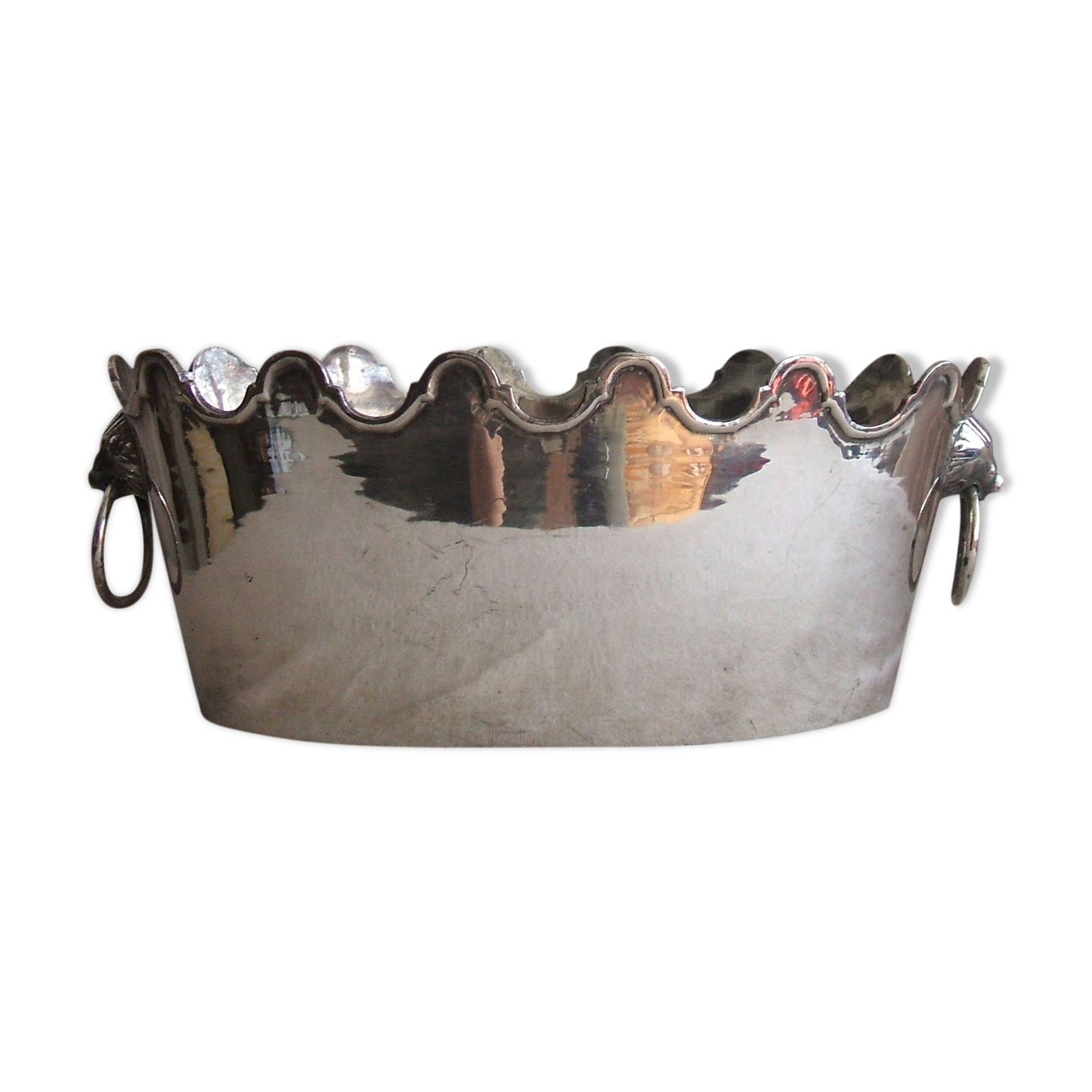 Glass cooler in silver plated metal