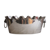 Glass cooler in silver plated metal