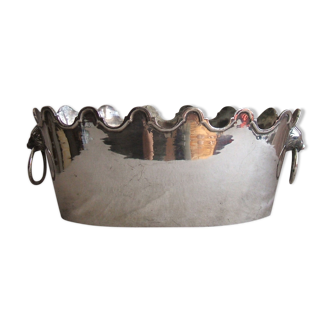 Glass cooler in silver plated metal