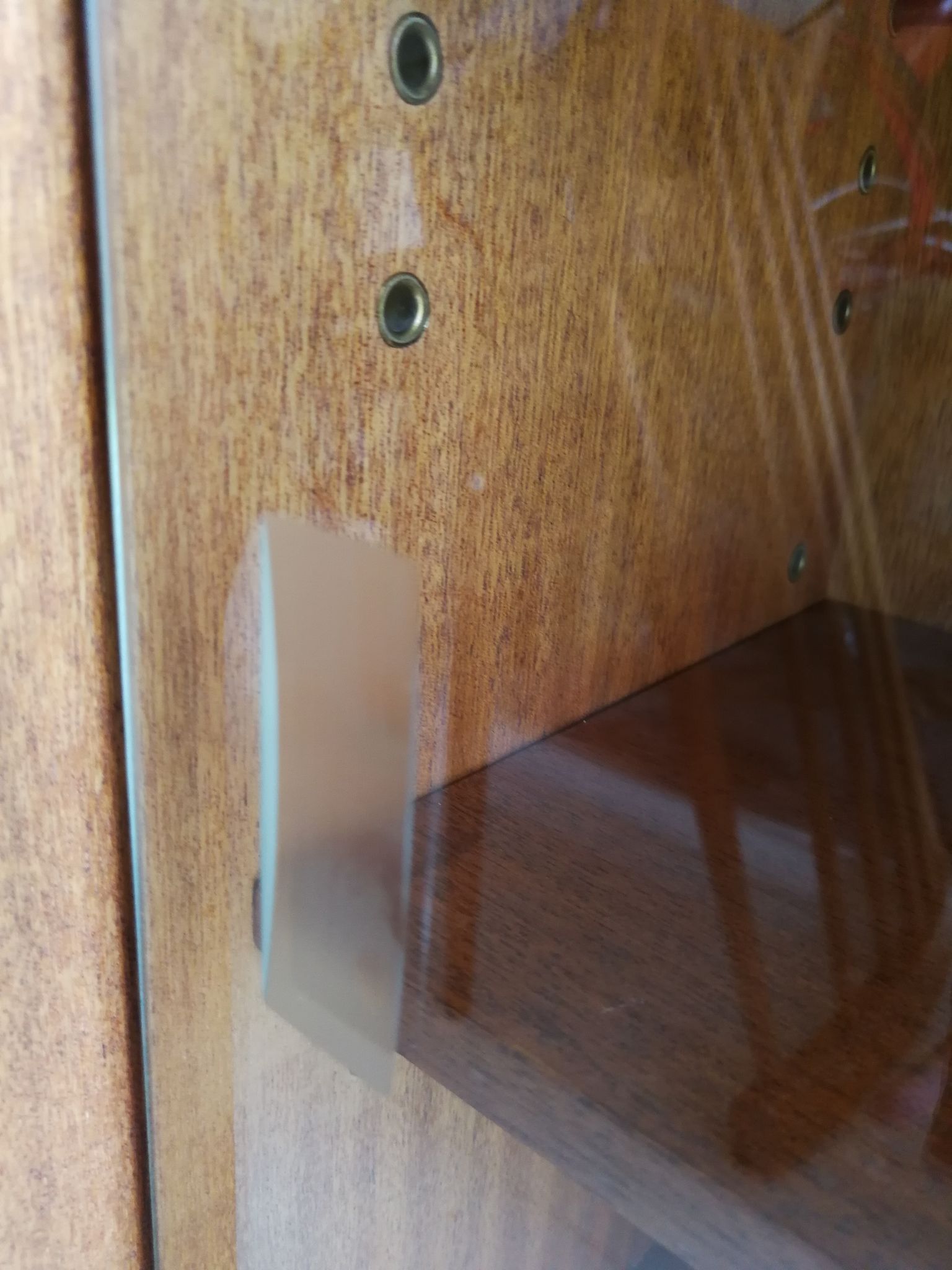 Mid Century Vintage Teak Sideboard Display Bookcase Cabinet 1960'S Sliding Glass And Teak Doors