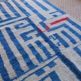 Moroccan Berber blessed ouarain rug modern blue and white