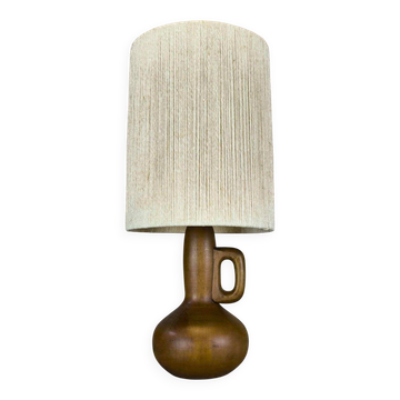 Lampe à poser vintage en bois, abat-jour en laine