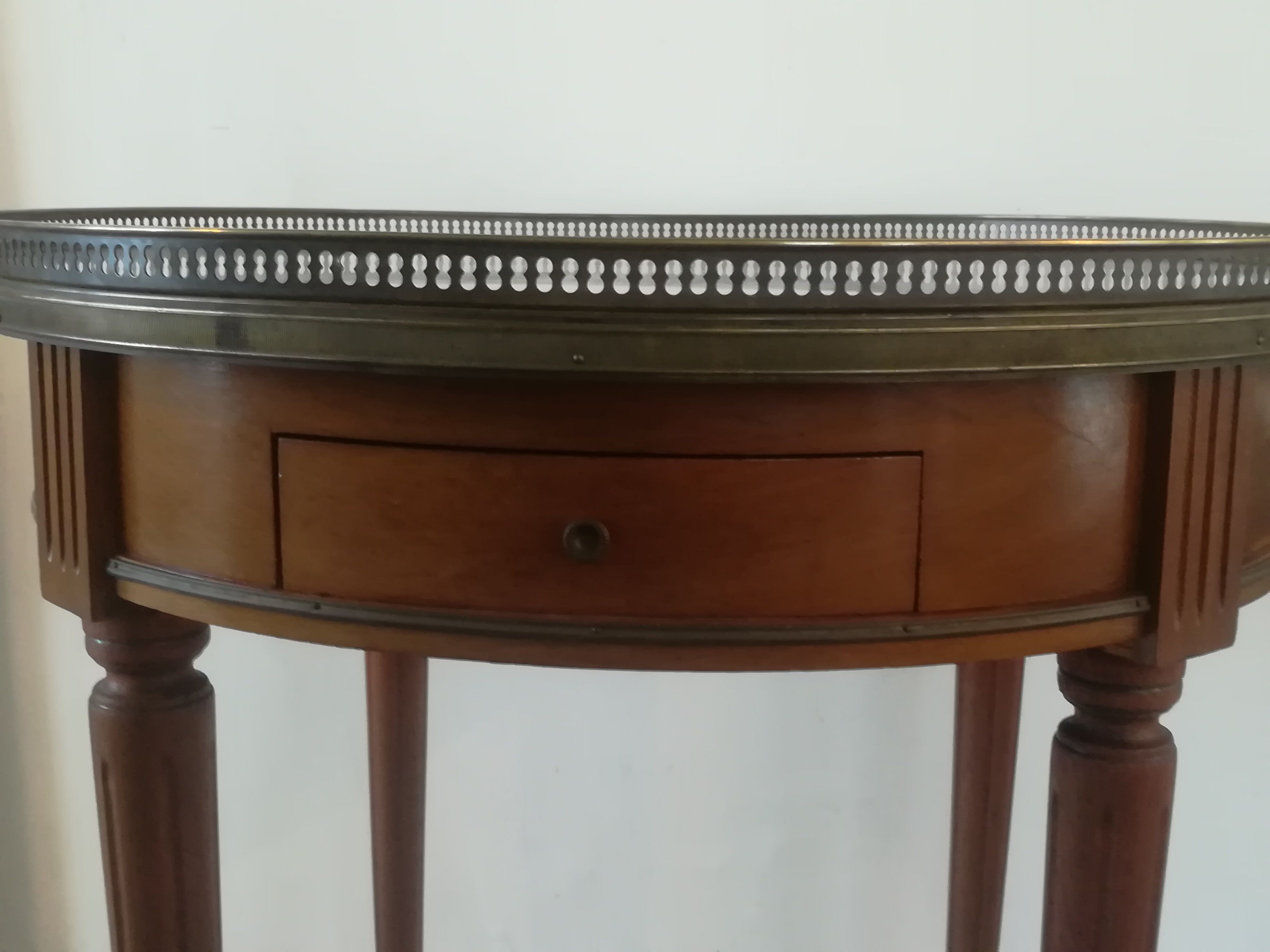 Louis XVI style hot water bottle table in walnut and mahogany