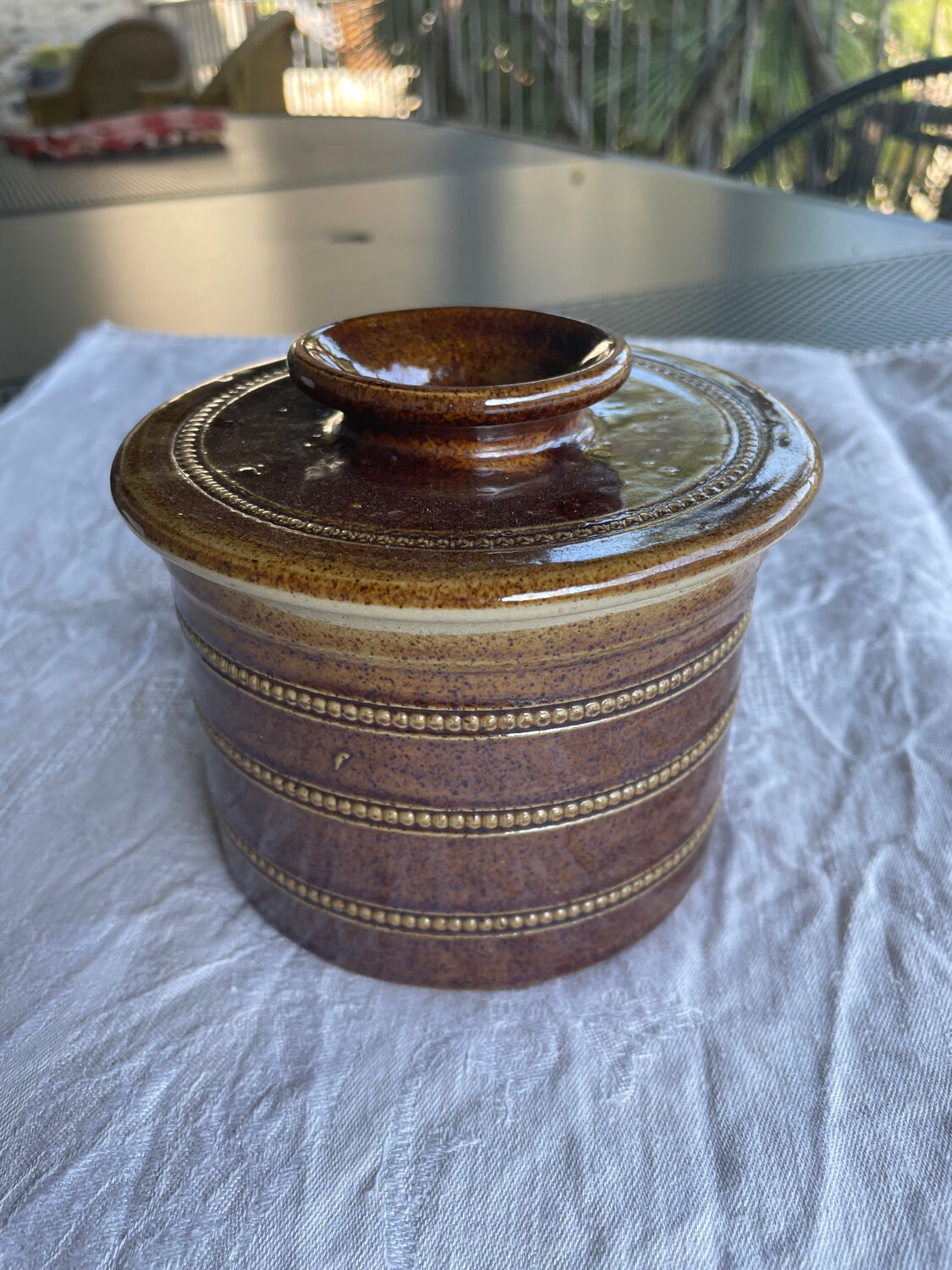 Vintage grès du berry butter dish