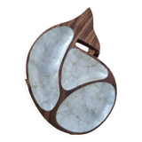 Empty wooden and mother-of-pearl whale pocket display
