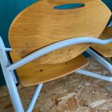 Iron and wood bench for 2 people