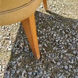 Office armchair from the 50s in beech tinted sycamore and moleskine