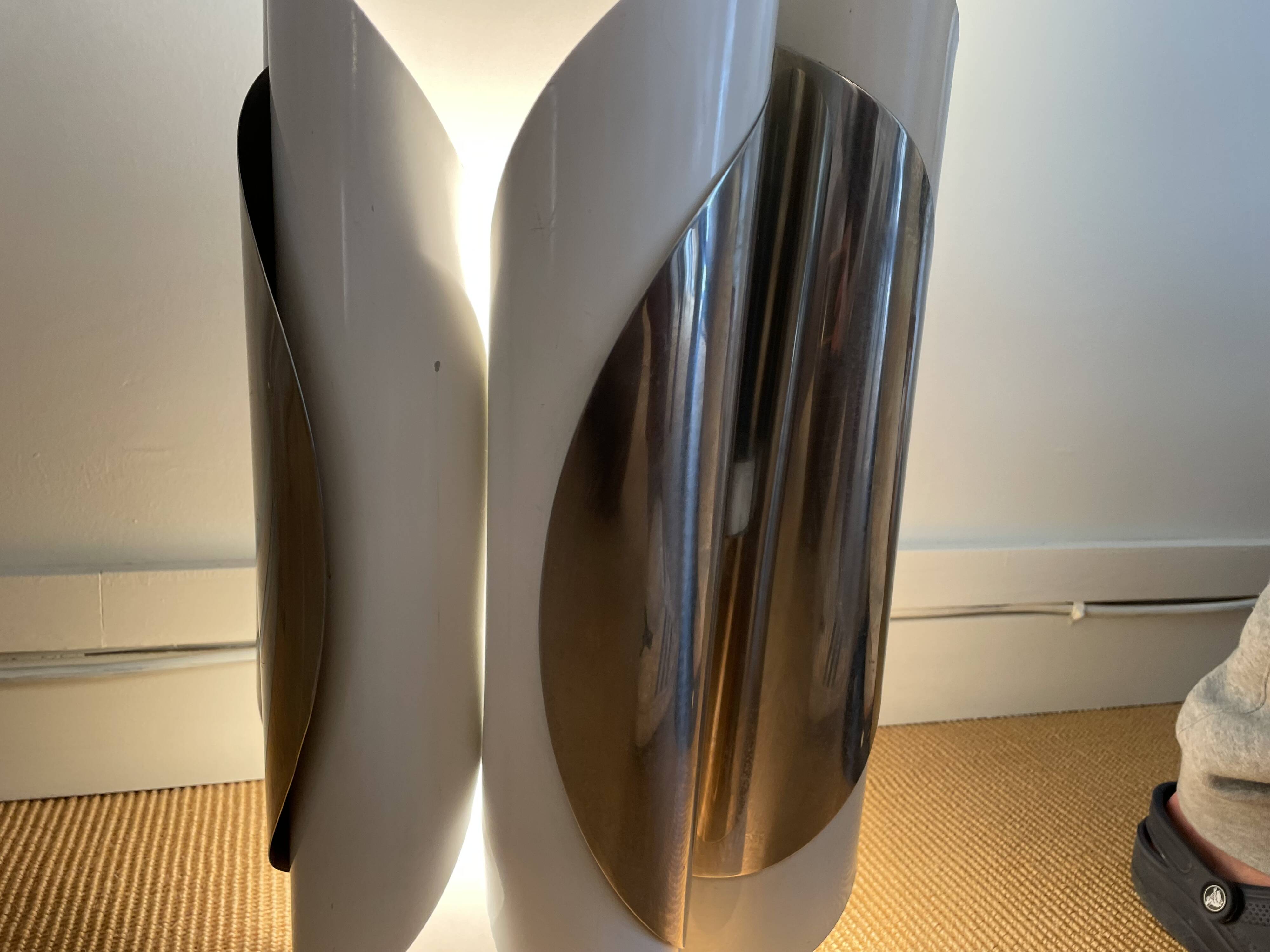 Chrome and bakelite pendant light, Italy, 1970s.