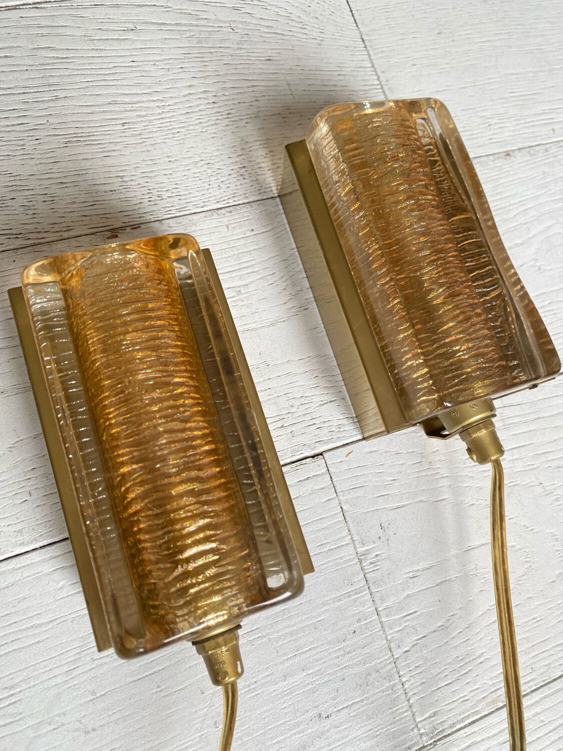 Scandinavian pressed glass wall lights