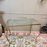 Golden wrought iron console table circa 1950