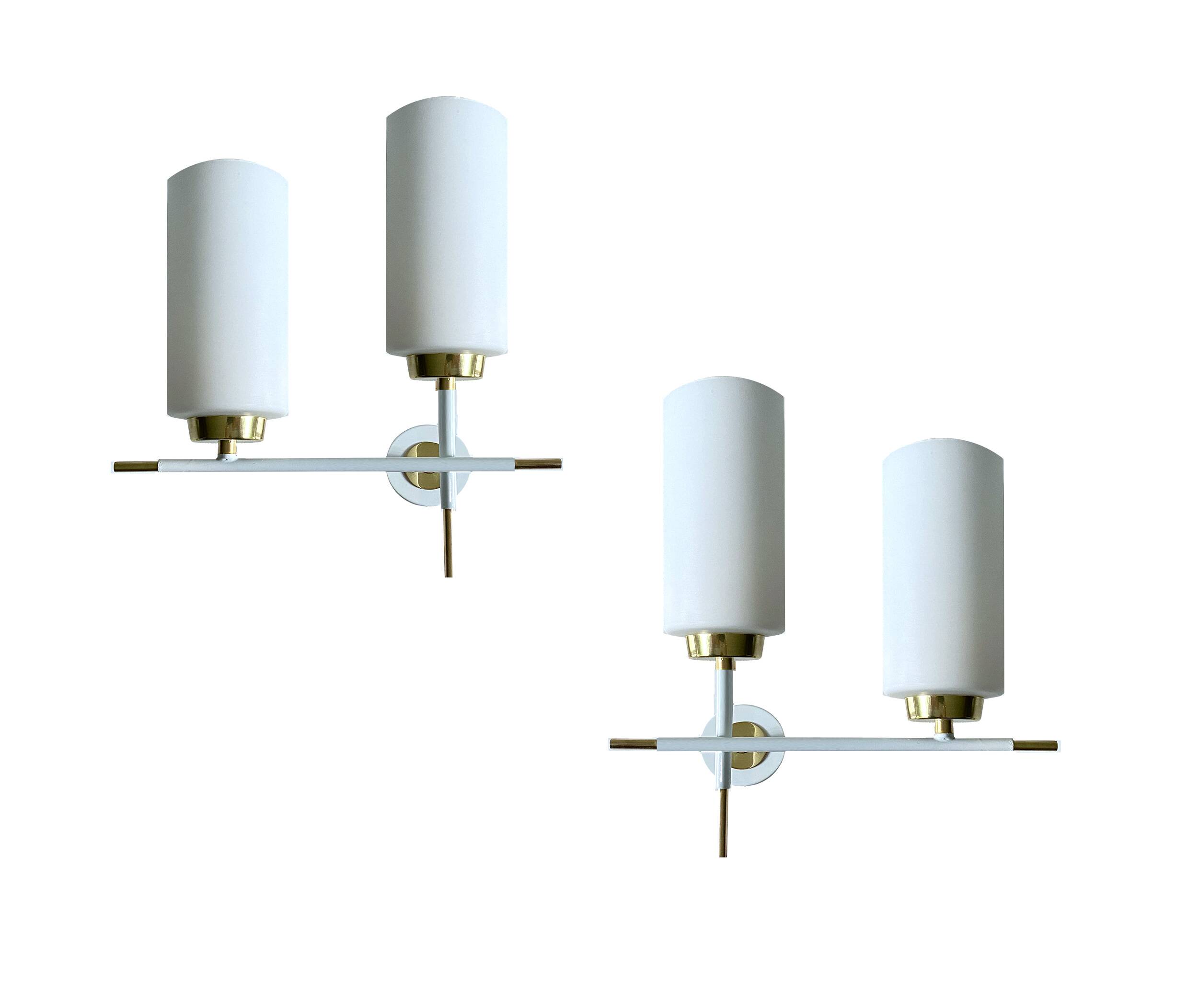 Pair of vintage architectural wall lights, 1960s