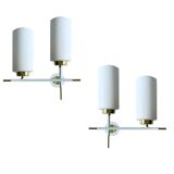 Pair of vintage architectural wall lights, 1960s