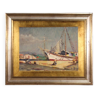 Seascape Italian painting signed and dated 1967