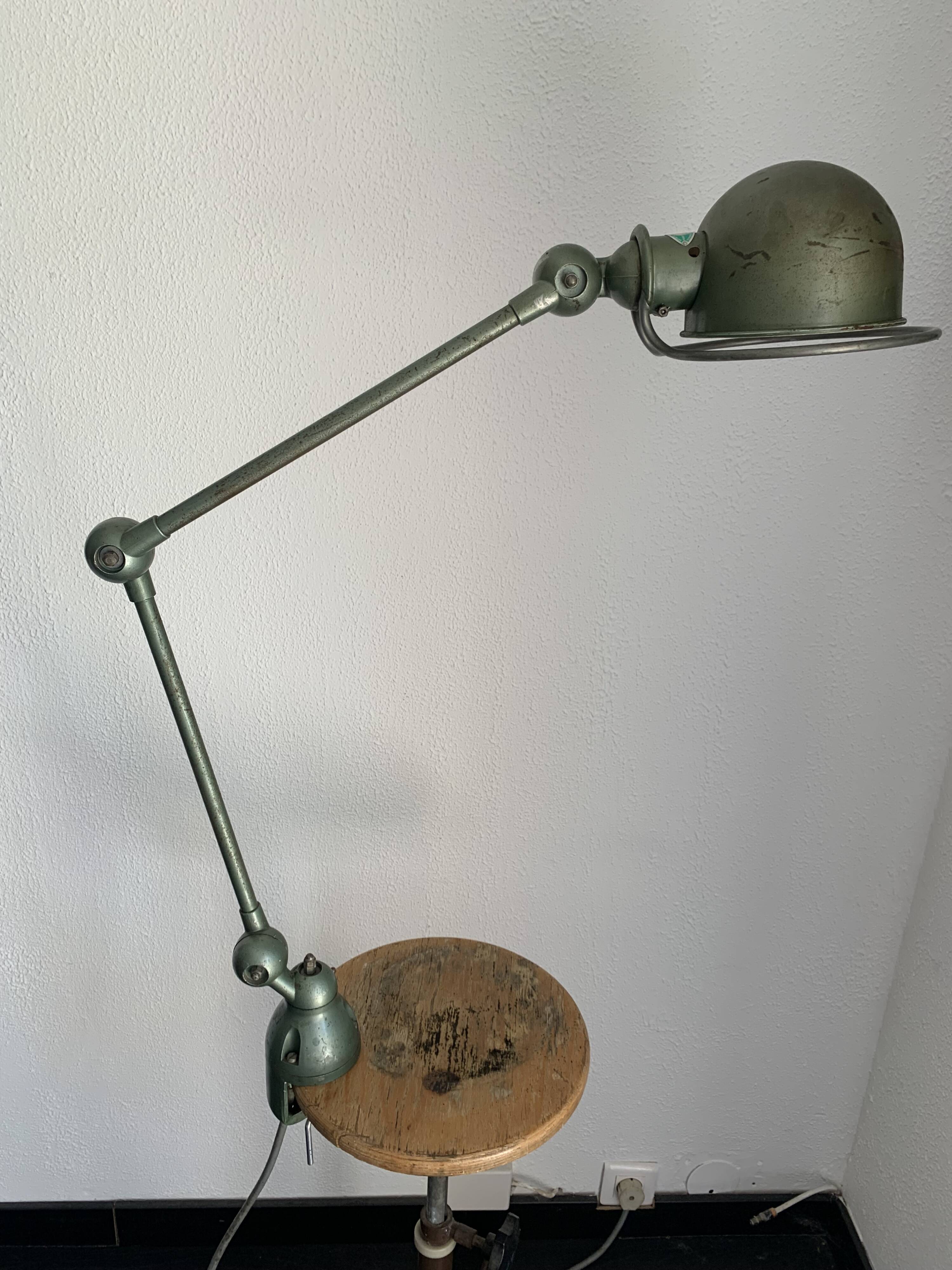 Vintage 1960s Jielde 2-arm green industrial lamp - 100 cm