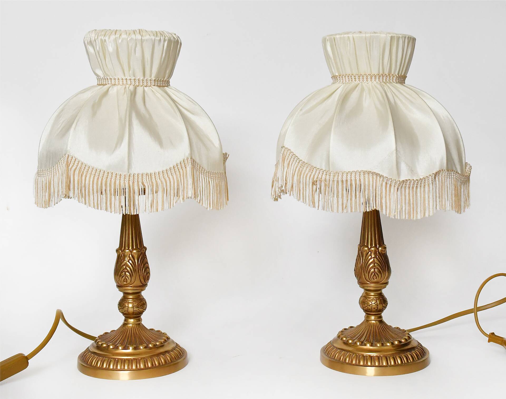 Pair of gold metal table lamps