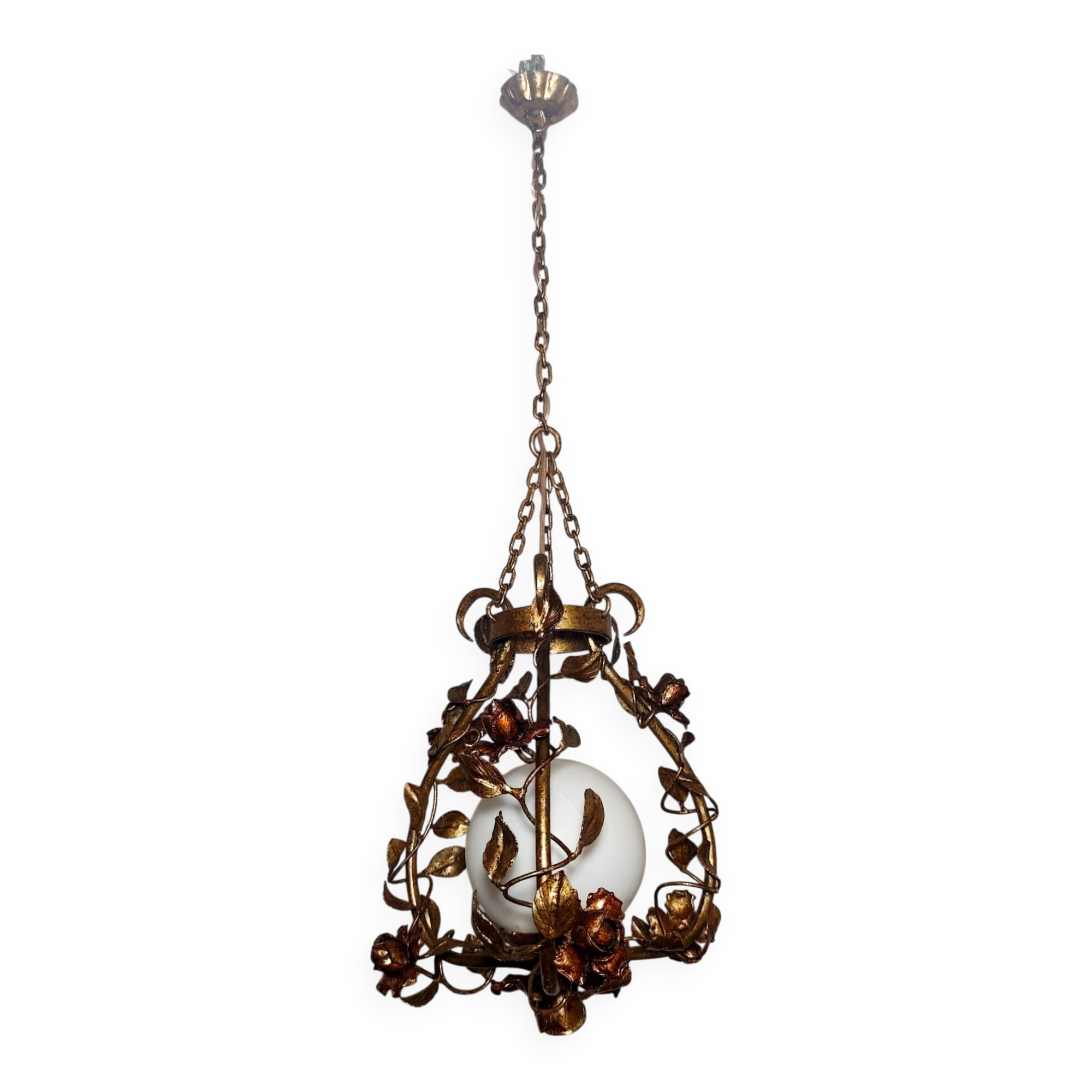 Suspension en fer forgé et enfeuille d'or, Espagne, années 1970