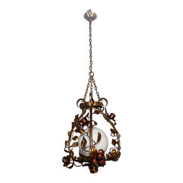 Suspension en fer forgé et enfeuille d'or, Espagne, années 1970