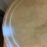 Table tambour 1900  merisier cuir et laiton