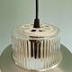 Scandinavian pendant light in grooved transparent glass and brushed aluminum, 1960