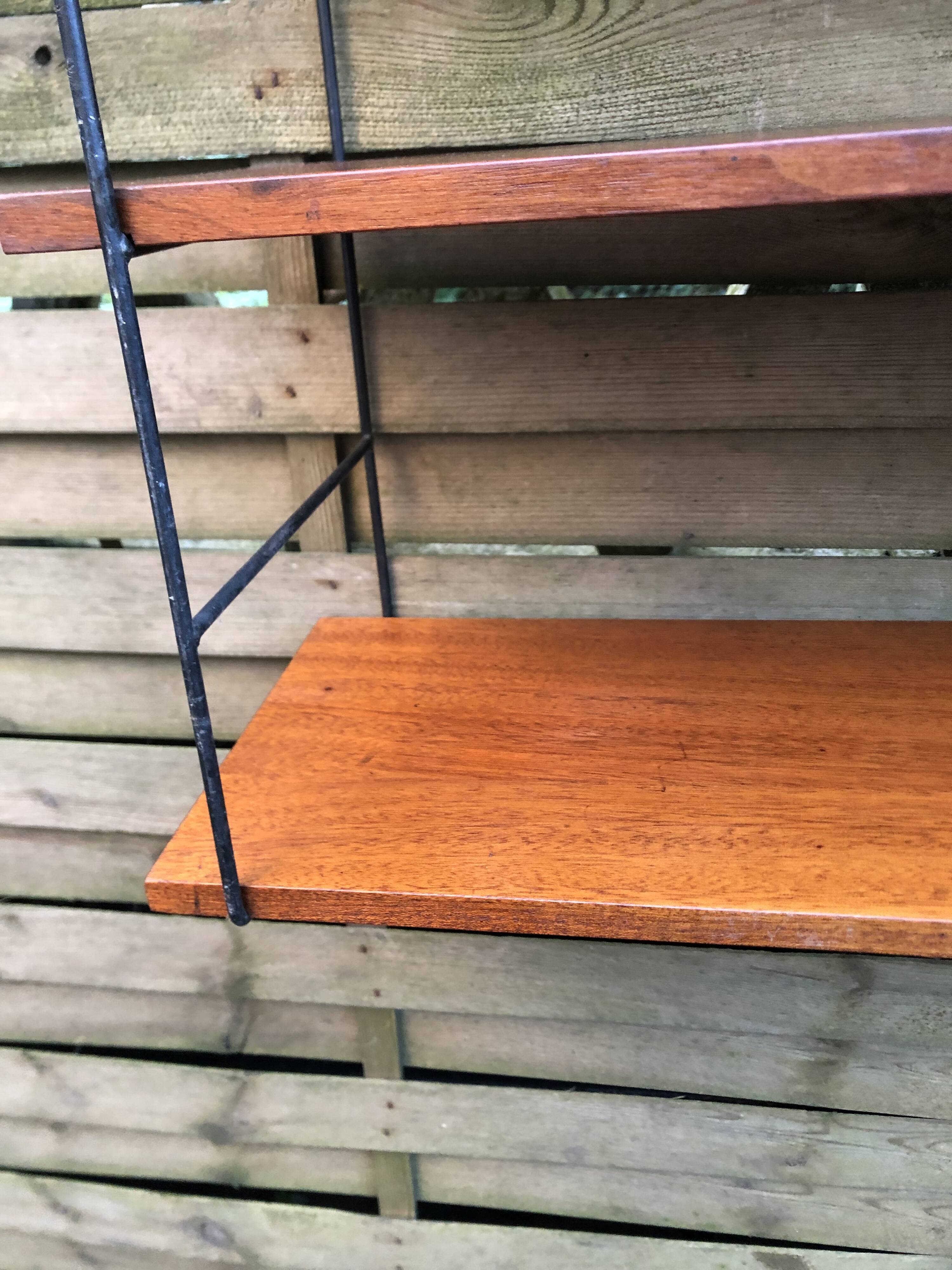String shelf wood and metal 60s Sweden