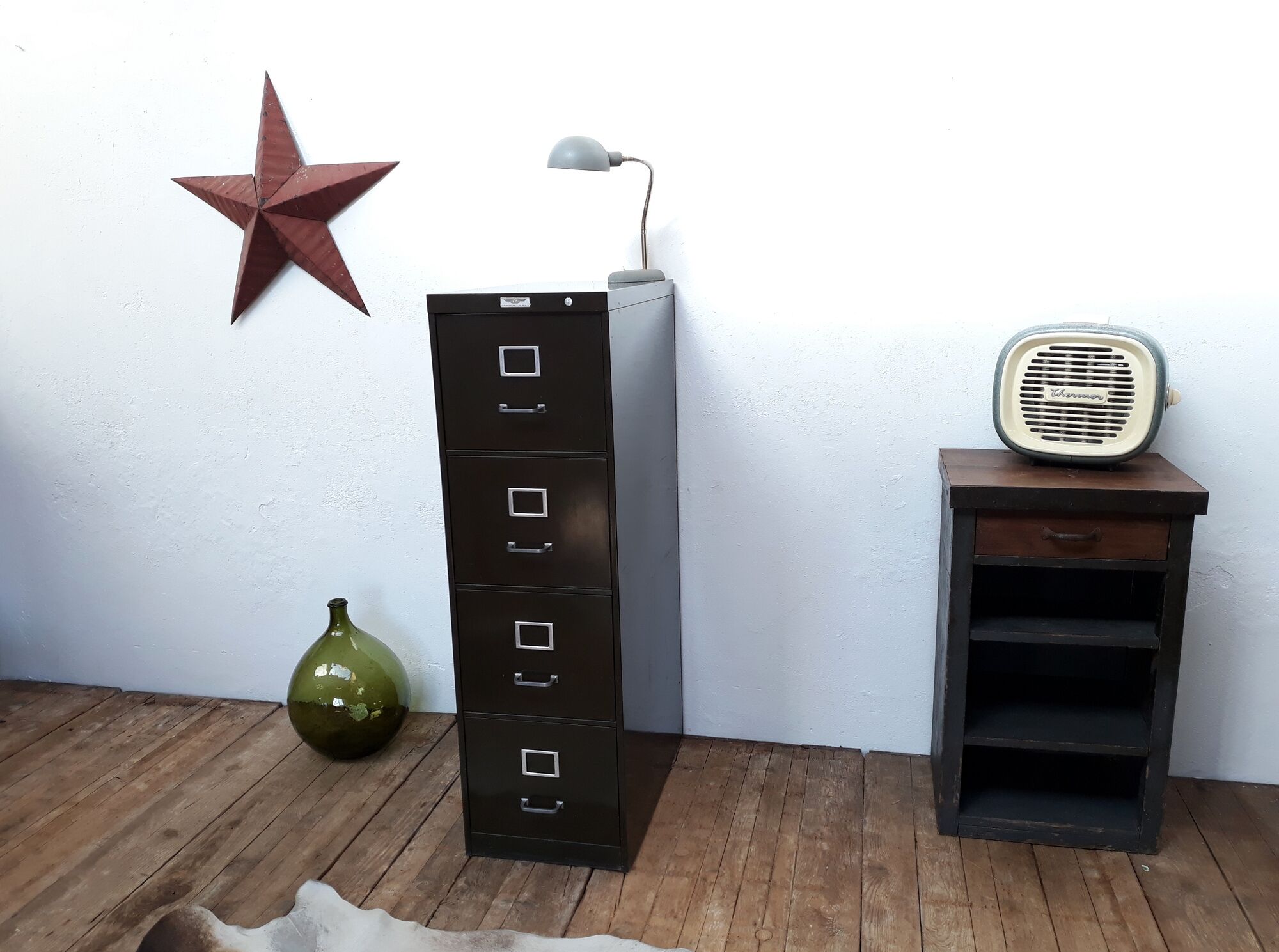 Industrial furniture metal drawers YAC 1950 vintage