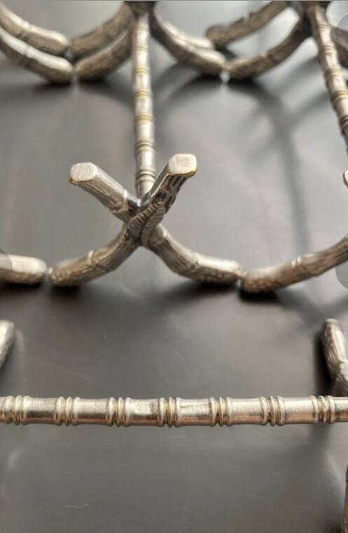 11 silver-plated metal knife rests, Art Nouveau, Morlot