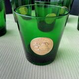 6 vintage glasses with gold medallions